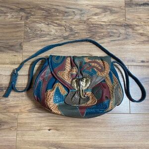 Womens Vintage Unique Faux 80s Nas Leather Colorful  PursE